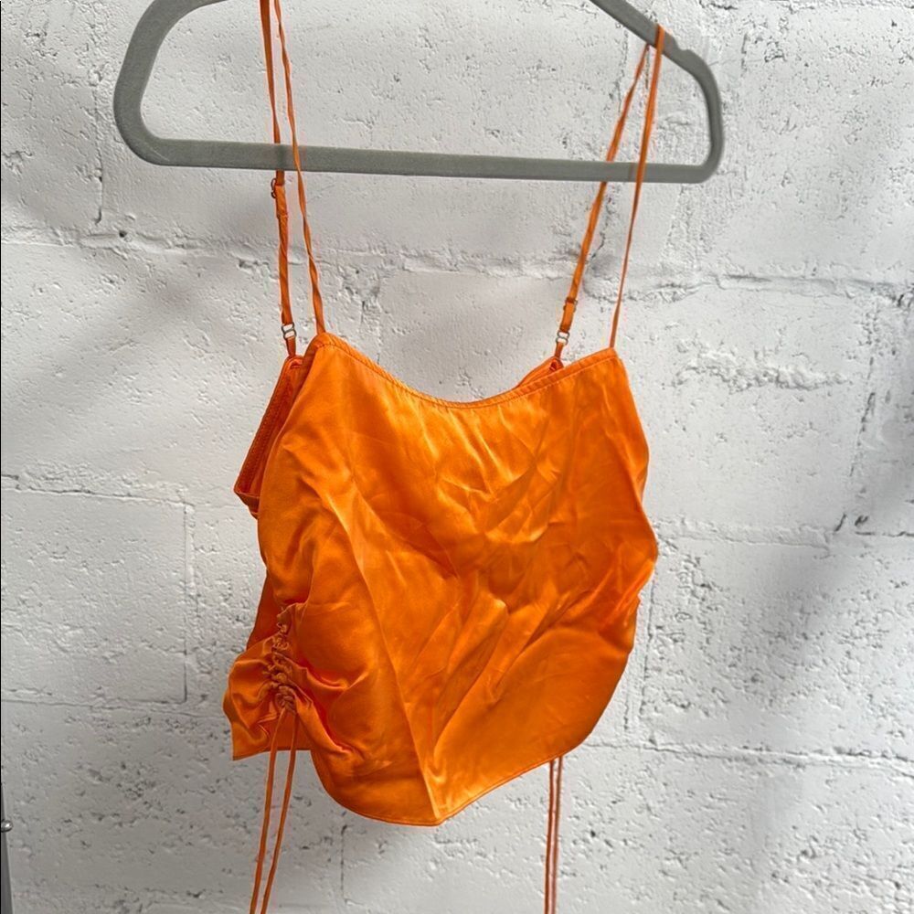 Orange Satin Women's Crop Top - BRAND NEW - Amanda Uprichard - Size Small